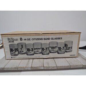 Vintage Wheaton Set of 8 CB Citizen Band Barware Old Fashioned Glasses 14oz